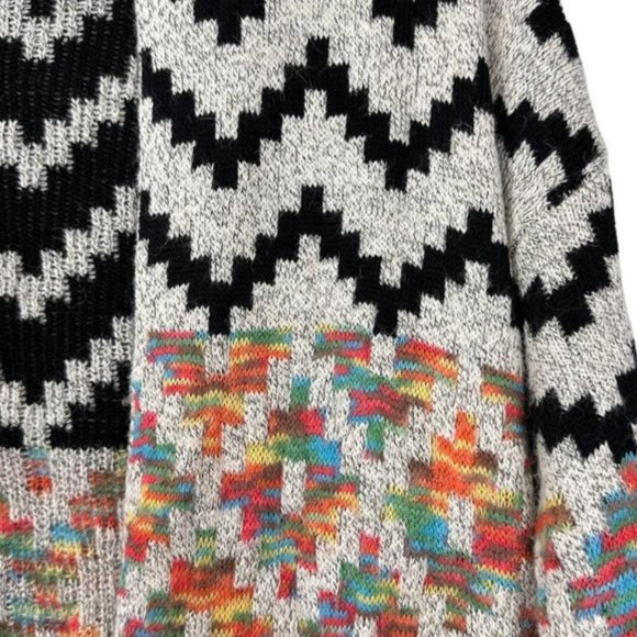 Cozy Southwestern Festival Multi Color Aztec Long Open Cardigan Sweater S-M - Picture 7 of 13